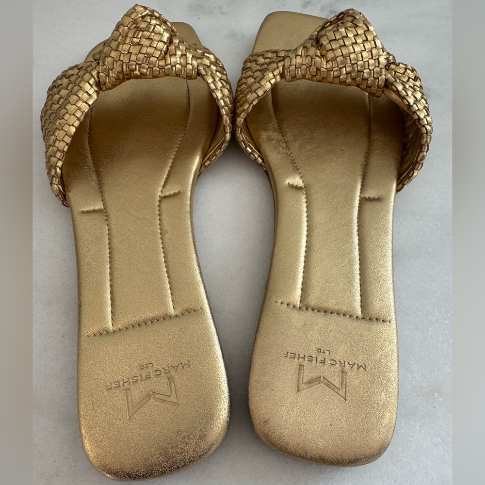 Marc Fisher Gold Woven Sandals Size 8 - Picture 3 of 7